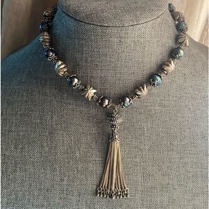 Vintage Black Tahitian Pearl & Silver Necklace